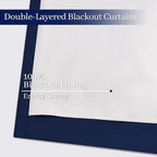 Yakamok Navy Blue 100% Blackout Curtains 84 Inches Long Thermal Insulated Window Curtain for Bedroom Living Room Darkening Set of 2 Panels Grommet Top Drapes with 2 Thick Layers 52x84 Inches Dark Blue