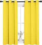 NICETOWN Window Curtain Panels, Thermal Insulated Solid Grommet Draperies/Drapes for Basement (Bright Yellow, 1 Pair, 34 by 54-inch)