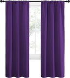 NICETOWN Blackout Curtains for Living Curtains, Triple Weave Home Decoration Thermal Insulated Solid Blackout Curtains & Drapes for Nursery (Set of 2, 34-inch x 72-inch, Royal Purple)