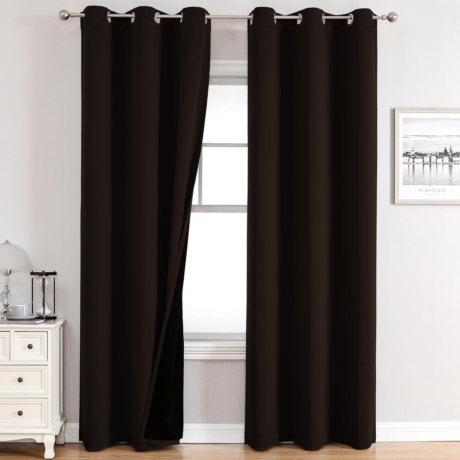 ChrisDowa 100% Blackout Curtains for Bedroom 84 Inches Long 2 Panels Set