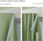 Magic Tape Blackout Curtains for Bedroom No Drillng Self Adhesive Curtains No Rod Small Window, 59" W X 71" L, Sage Green, 1 Panel