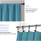 Simplebrand Ava Turquoise Blackout Curtains for Bedroom 63 Inch Length 2 Panels Set, Solid Thermal Insulated Energy Saving Rod Pocket Window Treatment Curtains Blackout Drapes, W40 x L63 Inch, Tur