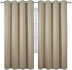 LEMOMO Blackout Curtains 66 x 72 Inch Long Beige Curtains Set of 2 Panels Room Darkening Curtains for Bedroom and Living Room