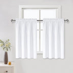 DWCN White Curtains for Living Room Thermal Insulated, 50% Light Blocking Curtains for Bedroom, Dining Room Window, W 42x L 36 Inch, Set of 2 Rod Pocket Curtain Panels