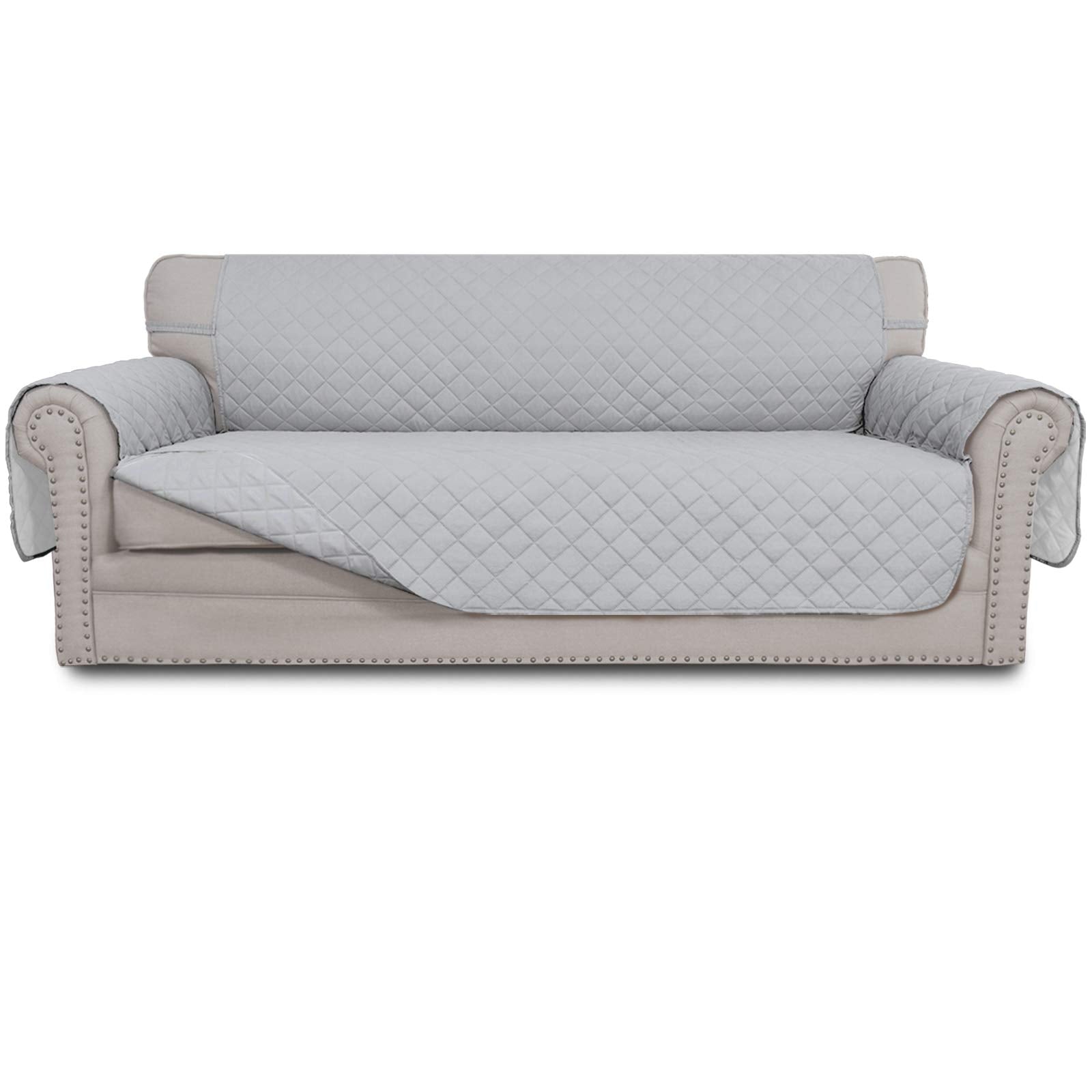 Easy-Going Reversible Couch Cover, 3 Cushion Sofa, Light Gray/Light Gray