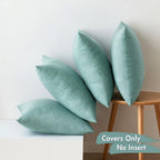 MIULEE Pack of 4 Decorative Outdoor Throw Pillow Covers Linen Waterproof Pillow Covers Summer Farmhouse Cushion Cases for Patio Garden Tent Balcony Couch Sofa 18x18 Inch Teal
