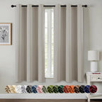MIULEE Natural Blackout Curtains - Bedroom Window Treatment Curtains Thermal Insulated Room Darkening Drapes for Living Room Kitchen Grommet Light Blocking Drapery, 40 x 54 Inches Long, 2 Panels