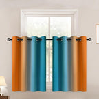 Yakamok Ombre Orange and Blue Curtains for Bedroom, Gradient Room Darkening Curtains, Grommet Thermal Insulated Light Blocking Window Drapes/Curtain for Living Room,52 x 36 Inch,2 Panels