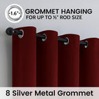 SimpleHome 100% Blackout Curtains for Bedroom,Thermal Insulated Burgundy Red Grommet Window Drapes Room Darkening Curtains for Living Room with Black Back,52 x 84 Inch,2 Panels