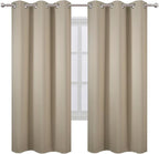LEMOMO Beige Thermal Blackout Curtains/42 x 72 Inch/Set of 2 Panels Room Darkening Curtains for Bedroom