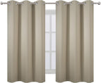 LEMOMO Beige Thermal Blackout Curtains/38 x 54 Inch/Set of 2 Panels Room Darkening Curtains for Bedroom