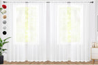 SpaceDresser Sheer White Curtains 4 Panels Rod Pocket Semi-Sheer Curtain 96 Inches Long Light Filtering Voile Window Drapes for Bedroom Living Room Kitchen, Each 52W x 96L