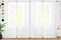 SpaceDresser Sheer White Curtains 4 Panels Rod Pocket Semi-Sheer Curtain 45 Inches Long Light Filtering Voile Window Drapes for Bedroom Living Room Kitchen, Each 52W x 45L