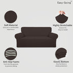 Easy-Going Stretch Oversized Loveseat Slipcover 1-Piece Sofa Cover Furniture Protector Couch Soft with Elastic Bottom for Kids Polyester Spandex Jacquard Fabric Small Checks Chocolate