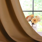 NICETOWN Blackout Curtain Panels for Bedroom, Gold Brown, 2 Panels, W70 x L63-inch, Grey, Thermal Insulated Grommet Top Blackout Draperies and Drapes for Basement