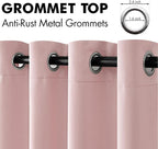 MIULEE Room Darkening Curtains Thermal Insulated Black Out Drapes Solid Window Treatment Grommet Light Blocking Blackout Curtain for Living Room Bedroom 2 Panels Set 52 x 54 inch Length Baby Pink