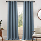 Yakamok Blackout Curtains Room Darkening Thermal Insulated Window Panels,Solid Grommet Top Drapes for Bedroom/Living Room(52x108 Inch, Stone Blue, 2 Panels)