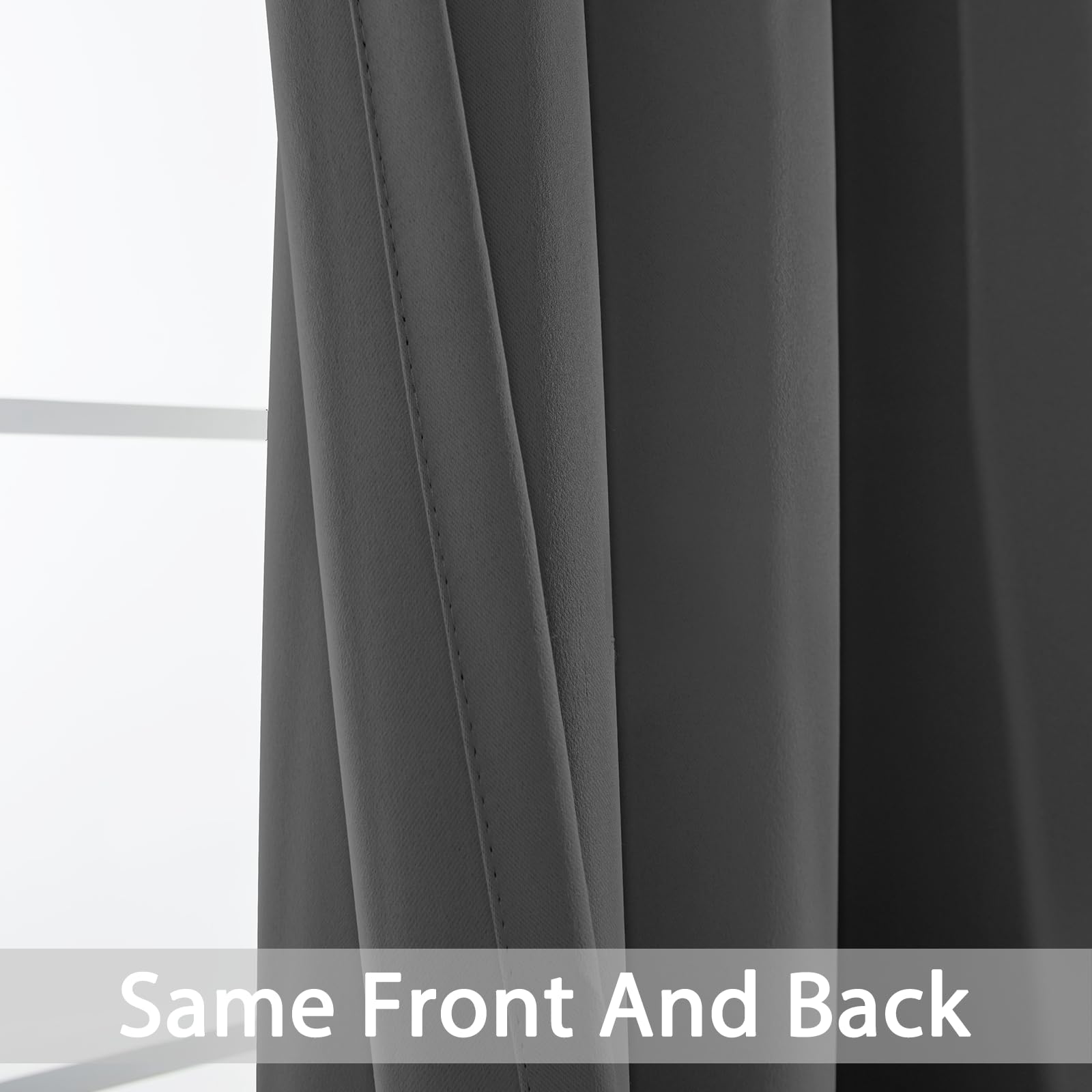 Yakamok Blackout Curtains 38x84 inch Charcoal Grey Thermal Drapes-Bedroom