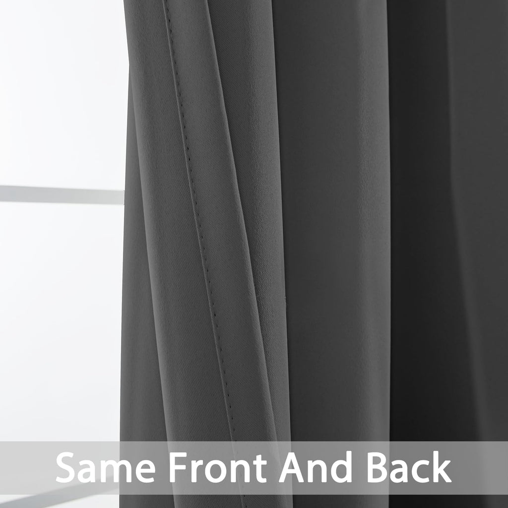 Yakamok Room Darkening Curtains 52x54 inch Length Charcoal Grey-Living Room