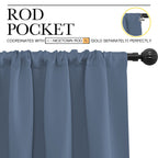 NICETOWN Kitchen Curtains, Short Blackout Curtains & Drapes, Small Window Rod Pocket Draperies for Bedroom (Stone Blue, 34 in x 54 in (W x L), Set of 2)