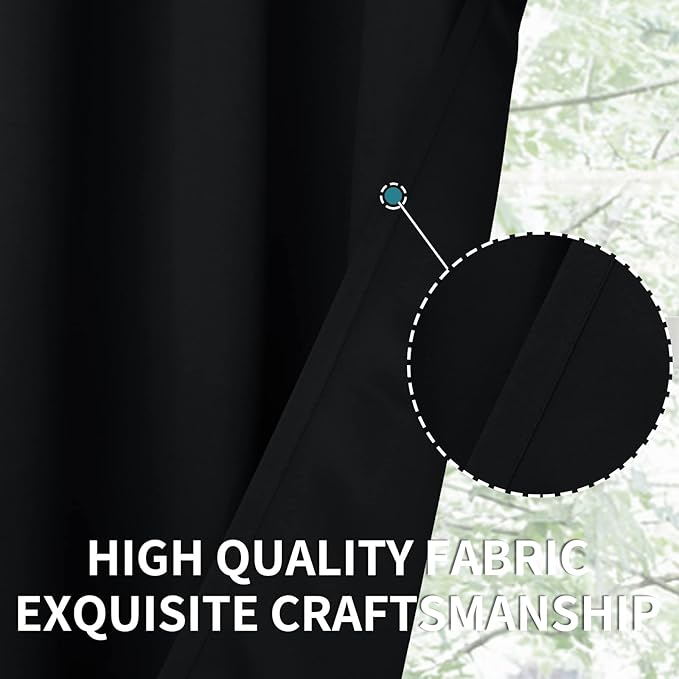 BGment Black Blackout Curtains for Bedroom - Grommet Thermal Insulated Room Darkening Block Out Curtains for Living Room, Set of 2 Panels, 52 x 63 Inch
