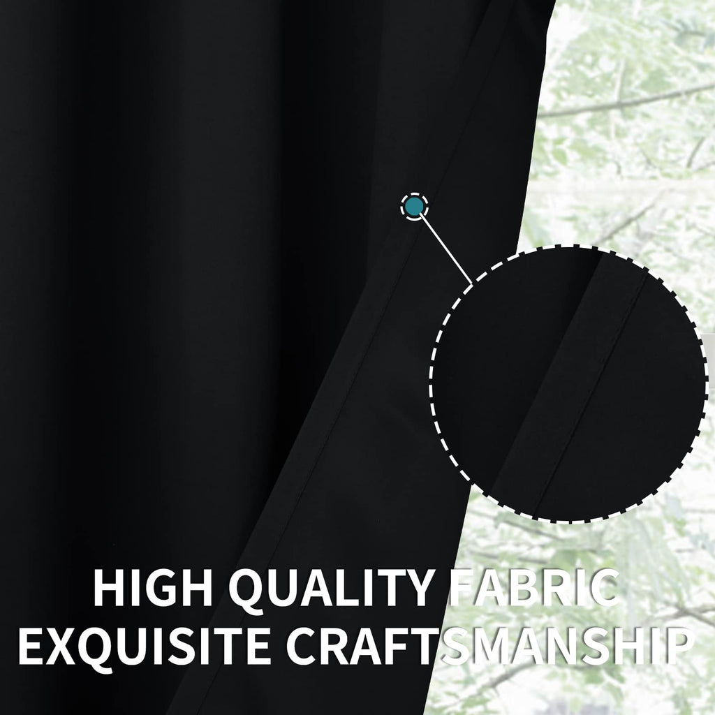 BGment Short Curtains for Small Window 54 Inch Long - Black 2 Panels