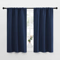 NICETOWN Kitchen Curtains, Short Blackout Curtains & Drapes, Thermal Insulated Rod Pocket Window Treatment Draperies for Nursery (Navy, 29" x 40", Set of 2)