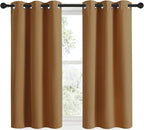 NICETOWN Sleek Blackout Curtains 48 inches Length for Small Windows, Noise Reducing and Block Draft Panels for Door Doorway Laundry Office Luxury Decor Theme (2 Panels, Gold Brown, W34 x L48 -Inch)