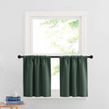 RYB HOME Cafe Blackout Curtains 24 inch Length, RV Curtains for Camper Windows, Mini Short Small Insulating Light UV Blocking Privacy Half Window Tiers, Width 42 by Length 24, Dark Green, 2 Panels