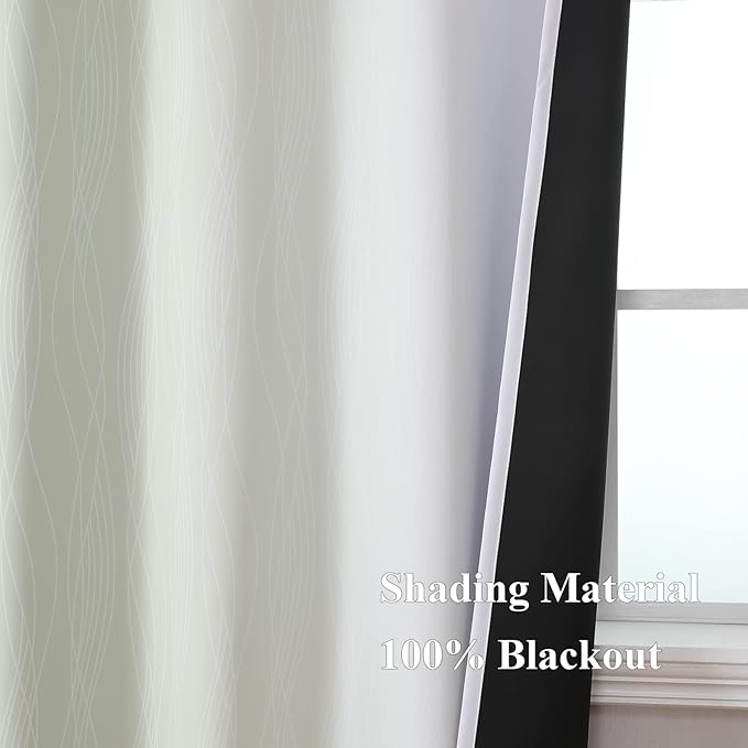 Estelar Textiler Sage and Greyish White Blackout Curtains 54 Inch Length, Light Blocking Gradient Grommet Drapes for Living Room, Thermal Insulated Ombre Curtains for Bathroom,52Wx54L,2 Panels