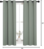 NICETOWN Bedroom Curtain Panels Blackout Draperies, Thermal Insulated Solid Grommet Blackout Curtains/Drapes (1 Pair, 29 by 45 inches, Greyish Green)