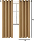 BGment Blackout Curtains for Living Room - Grommet Thermal Insulated Room Darkening Curtains for Bedroom, 2 Panels of 52 x 84 Inch, Khaki
