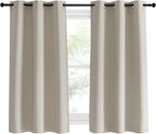 NICETOWN Kitchen Curtains, Short Curtains for Bedroom Windows, Natural, 42" W by 60" L, 1 Pair, Thermal Insulated Room Darkening Curtain Panels for Girls Room, Cafe