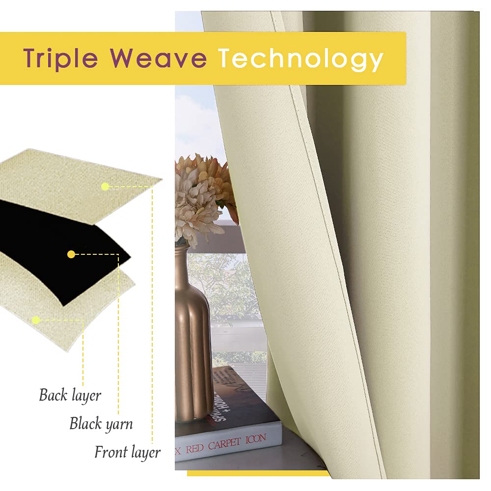 NICETOWN Room Darkening Curtain Panels for Cafe, Thermal Insulated Grommet Room Darkening Draperies/Drapes for Window (Beige, 2 Panels, W70 x L95 -inch)
