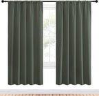 NICETOWN Bedroom Curtains Blackout Draperies - All Season Thermal Insulated Solid Rod Pocket Top Blackout Curtains/Drapes for Kid's Room (Dark Mallard, 1 Pair, 52 x 72 Inch)