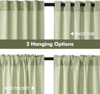 MIULEE Sage Green Kitchen Curtains 36 Inch Length 2 Panels, Soft Thick Linen Textured Semi Sheer Light Filtering Short Cafe Tier Curtains for Small Half Window Bathroom Laundry Back Tab Rod Pocket
