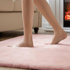 Ashler HOME DECO Ultra Soft Faux Rabbit Fur Chair Couch Cover Area Rug for Bedroom Floor Sofa Living Room Pink Round 3 x 3 Feet