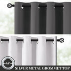 Yakamok 100% Blackout Curtain Panels 63 inches Cold and Light Blocking Drapes for Nursery, 2 Thick Layers Thermal Insulated Draperies (2 Pieces, 50 Wide Each Panel, Charcoal Grey/White Backing)