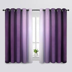 SimpleHome Ombre Room Darkening Curtains for Bedroom, Gradient Purple to Grey White Light Blocking Thermal Insulated Grommet Window Curtains/Drapes for Living Room,2 Panels, 62x63 inches Length