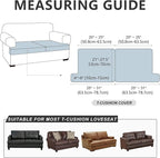 Leather Look Couch Cushion Covers Sofa Seat Slipcovers Sets Couches Furniture Protector for Sectional Armchair Loveseat Pets Kids Stretch Spandex Fabric (2 T-Cushion Loveseat, Burgundy)