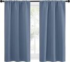NICETOWN RV Blackout Curtains for Camper Windows, Short Blackout Curtains & Drapes, Thermal Insulated Blackout Curtain Panels for Kids Room, Play Room (Stone Blue, 29" Wide by 50" Long, 2 PCs)
