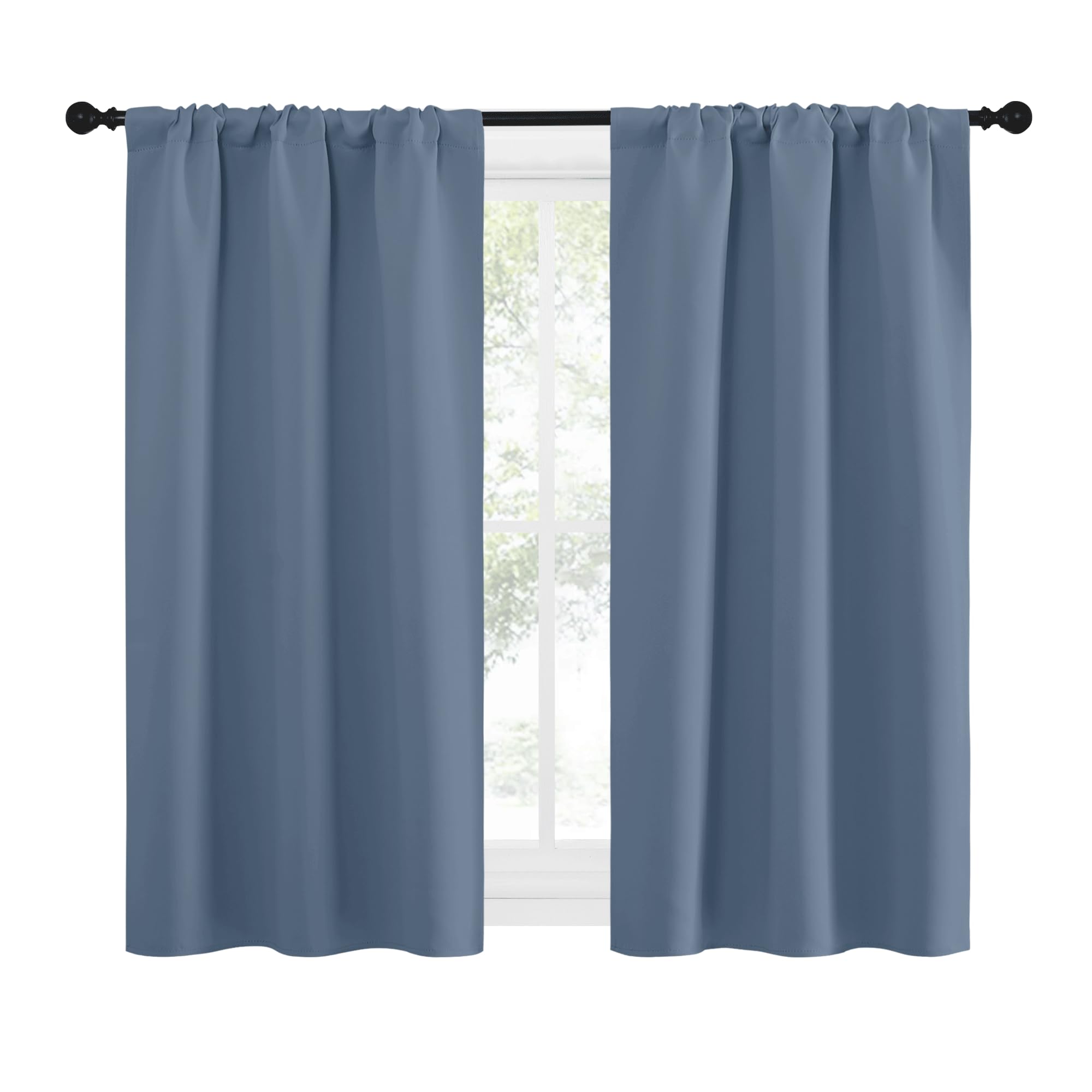NICETOWN RV Blackout Curtains for Camper Windows, Short Blackout Curtains & Drapes, Thermal Insulated Blackout Curtain Panels for Kids Room, Play Room (Stone Blue, 29" Wide by 50" Long, 2 PCs)