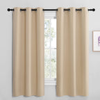 NICETOWN Room Darkening Curtain Panels for Cafe, Thermal Insulated Grommet Room Darkening Draperies/Drapes for Window (Biscotti Beige, 2 Panels, W42 x L68 -inch)