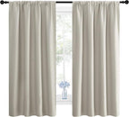 NICETOWN Blackout Curtains for Living Room, Darkening Window Curtain Panels, Easy-Care Solid Thermal Insulated Draperies/Drapes for Daughter Room (Natural, 2 Panels, 42 by 63)