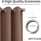 Joydeco Blackout Curtains 120 inches Long 2 Panels Set, Thermal Insulated Long Curtains & Drapes 2 Burg, Room Darkening Grommet Drapes for Bedroom Living Room Windows (W52 x L120 Inch, Brown)
