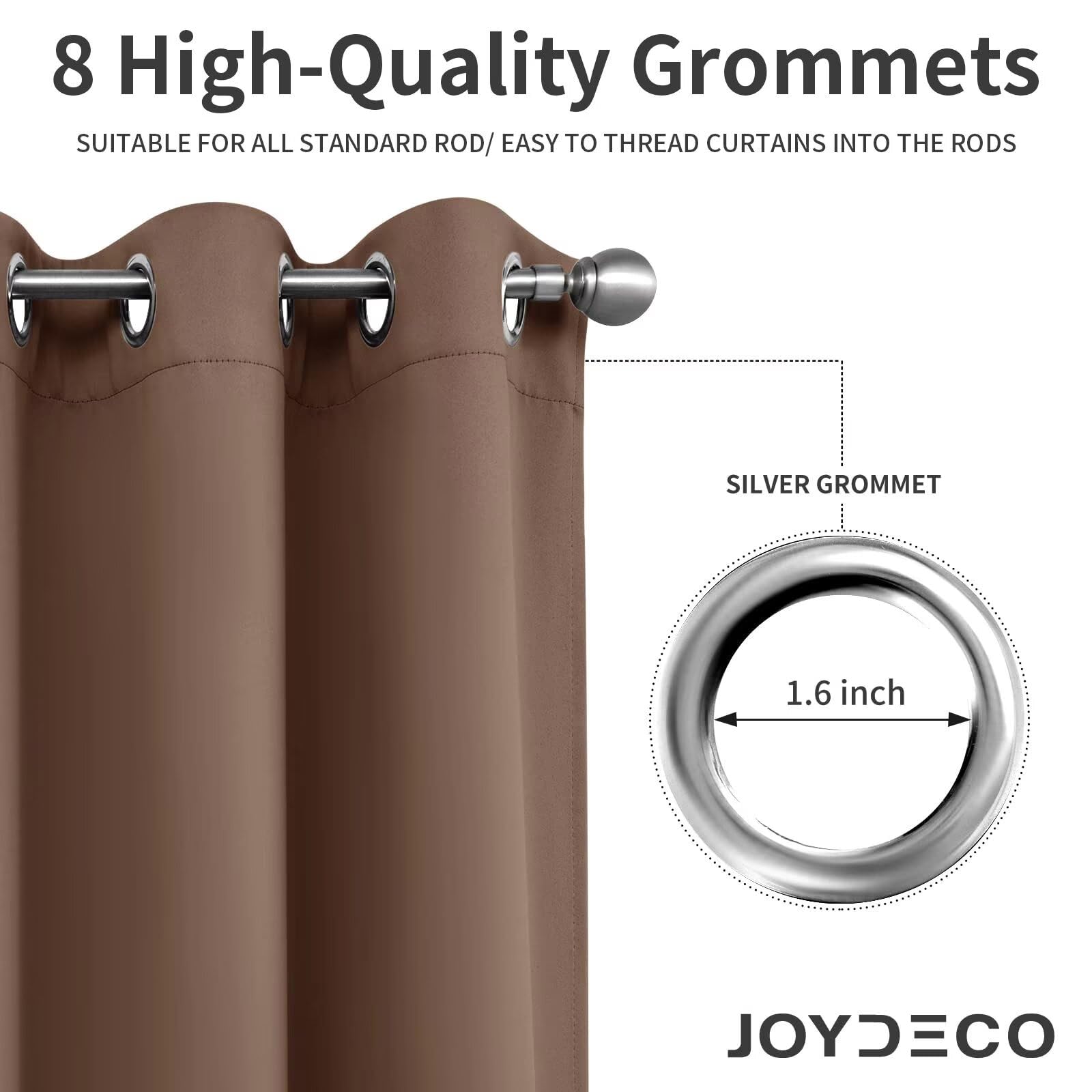 Joydeco Blackout Curtains 95 Inch Length 2 Panels Set, Thermal Insulated Long Curtains& Drapes 2 Burg, Room Darkening Grommet Drapes for Living Room Bedroom Window (W52 x L95 Inch, Brown)