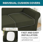 Turquoize 3 Piece Sofa Covers for 2 Cushion Couch Sofa Slipcover Soft Couch Cover for Dogs-Washable Sofa Furniture Cover with 2 Individual Cushion Covers, Thick Jacquard Fabric (Loveseat, Olive)