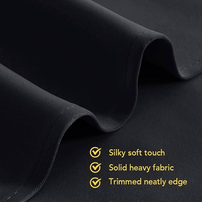 NICETOWN Bathroom Blackout Curtains and Drapes, Black Solid Thermal Insulated Grommet Blackout Drapery Panels for Window (2 Panels, 70 inches Wide by 95 inches Long, Black)