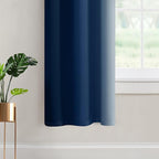 Yakamok Light Blocking Ombre Curtains, Greyish White and Blue Gradient Color Curtains, Room Darkening Grommet Window Drapes for Bedroom(Blue, 42x63 Inch, 2 Panels)