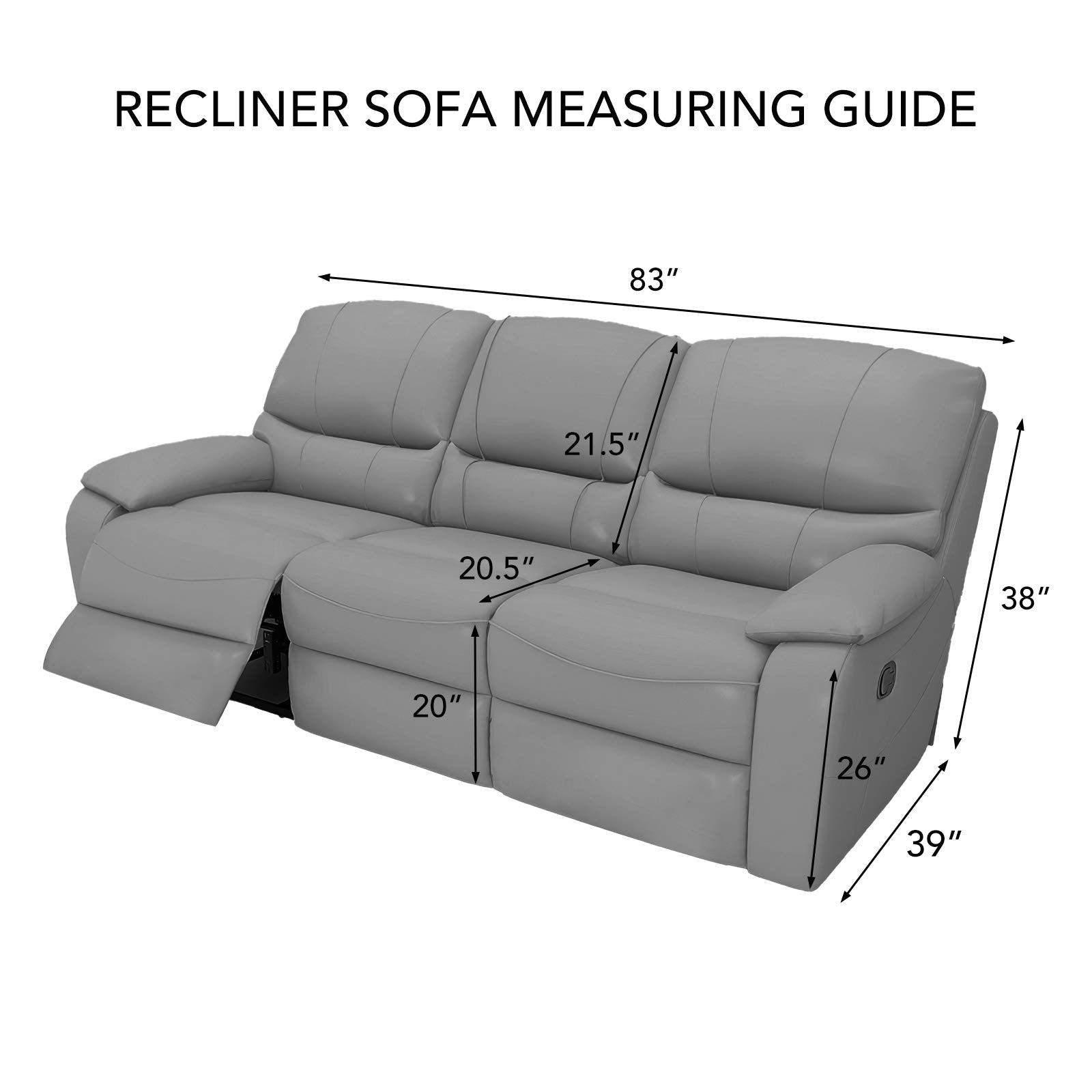PureFit Super Stretch 3 Seats Recliner Sofa Couch Cover with Pocket